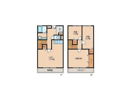薔薇館 百合館(3LDK/1階)の間取り写真