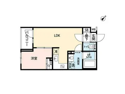 プレール・ドゥーク雪が谷大塚(1LDK/3階)の間取り写真
