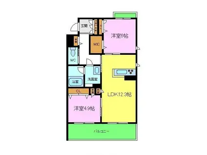 リヴェール(2LDK/2階)の間取り写真