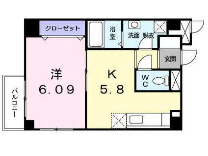 パルテノン(1DK/2階)の間取り写真