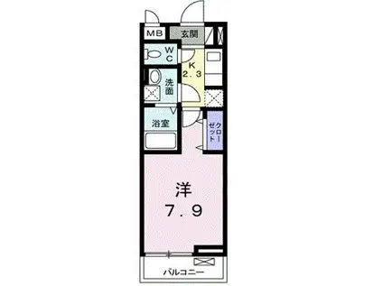 フィレール(1K/2階)の間取り写真