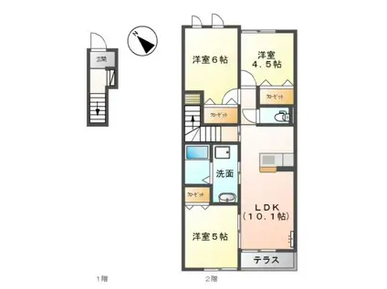 レ・フルール 3LDKH(3LDK/2階)の間取り写真