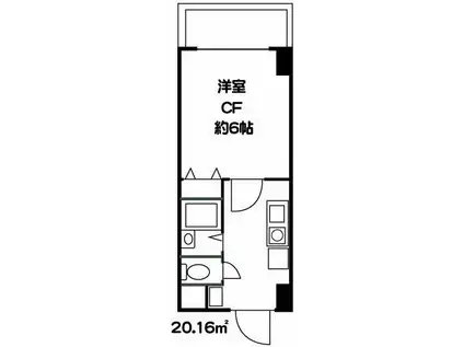 クオーレ青葉台(1K/12階)の間取り写真