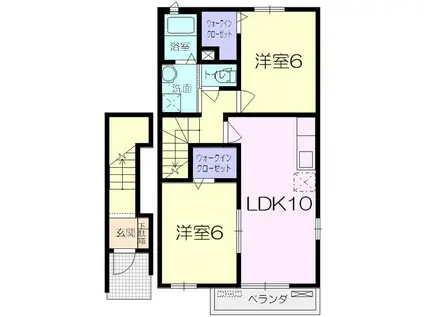 カーサ・カルム C(2LDK/2階)の間取り写真