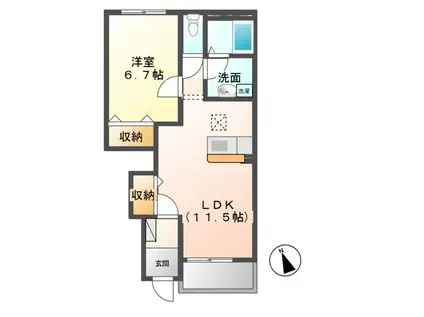 アヴァンティII(1LDK/1階)の間取り写真