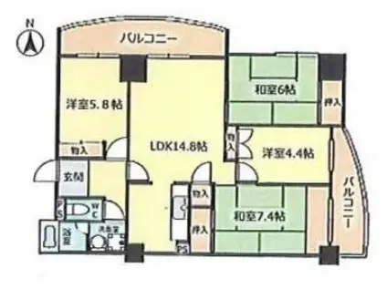 シティハイツ舞子(3LDK/7階)の間取り写真