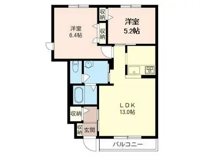 シャーバイオレットH(2LDK/1階)の間取り写真