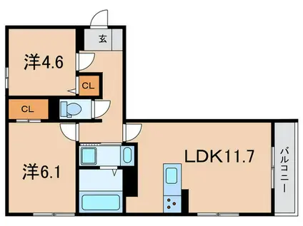 GRACE ARK(2LDK/1階)の間取り写真