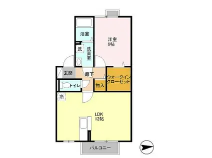 イニティウム(1LDK/2階)の間取り写真