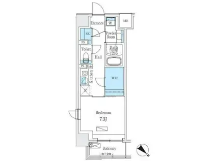 URBAN BREEZE 巣鴨(1K/6階)の間取り写真