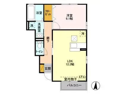 サンボナールB(1LDK/1階)の間取り写真