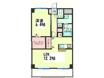 シェローナ(1LDK/4階)の間取り写真
