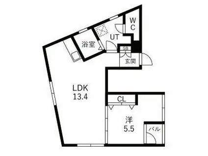 ウノビスタ鶴見エー(1LDK/3階)の間取り写真