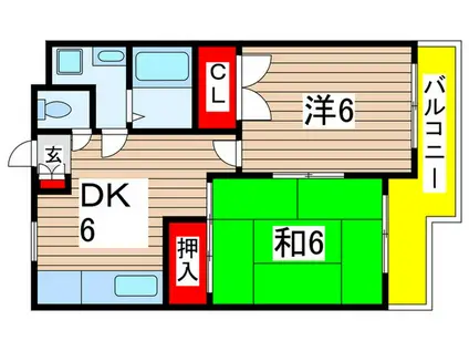 エクセレンス黒砂(2DK/2階)の間取り写真