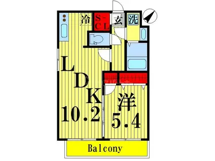 ヴァレッシア曳舟アンベリール(1LDK/2階)の間取り写真