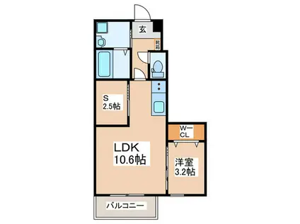LIFEFIELD小郡II(1LDK/1階)の間取り写真