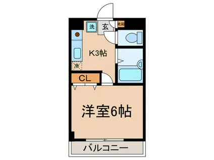 RW新城(1K/1階)の間取り写真