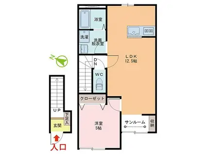 CIEL BRETON(1LDK/2階)の間取り写真