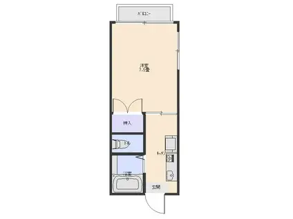 フォレスタウイング(1K/1階)の間取り写真