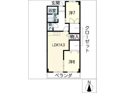 八事パークマンション604(2LDK/6階)の間取り写真