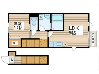 THE ROOM 南仙台駅A(1LDK/2階)の間取り写真