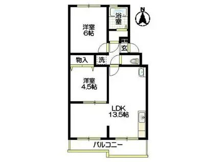 カーサベレッツァ(2LDK/1階)の間取り写真
