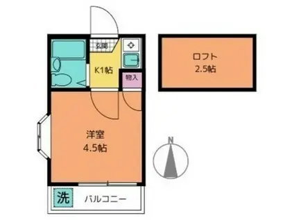 ライフピアパルフェ(ワンルーム/2階)の間取り写真