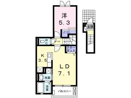 グランツブリーゼ(1LDK/2階)の間取り写真