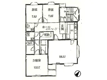 ヴィーリャ弦巻(3LDK/3階)の間取り写真