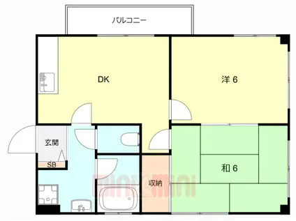 第二荒西マンション(2DK/2階)の間取り写真