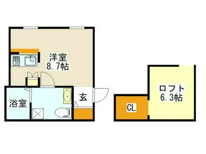 プリマガーデン穂の香弐番館(ワンルーム/2階)の間取り写真