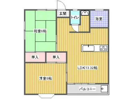 メゾン中岡(2LDK/1階)の間取り写真