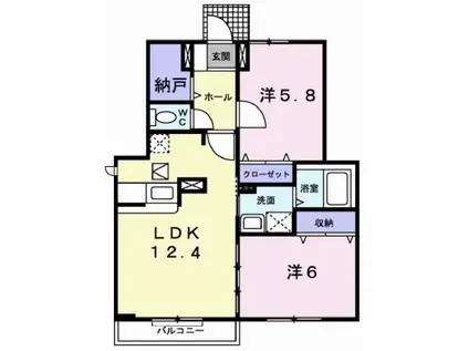 カルフールA(2LDK/1階)の間取り写真