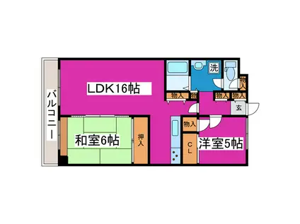 ハイマート宮の森(2LDK/6階)の間取り写真