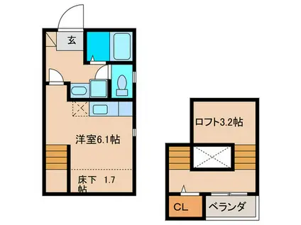MAISONETIC CIEL(ワンルーム/1階)の間取り写真