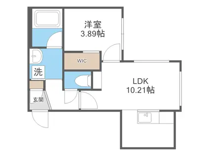 オルセーリュクス山鼻(1LDK/3階)の間取り写真