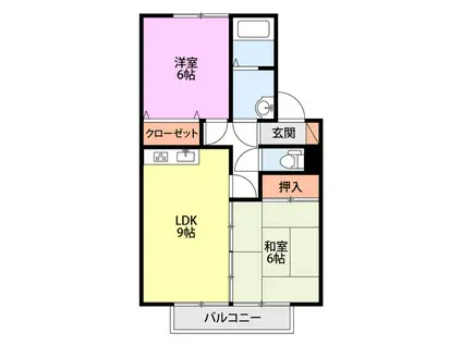 スノーチャイルド B棟(2DK/2階)の間取り写真