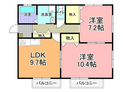 ソレイユ(2LDK/1階)の間取り写真