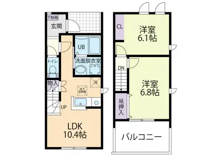 ゴッドサワーメゾン A(2LDK/1階)の間取り写真