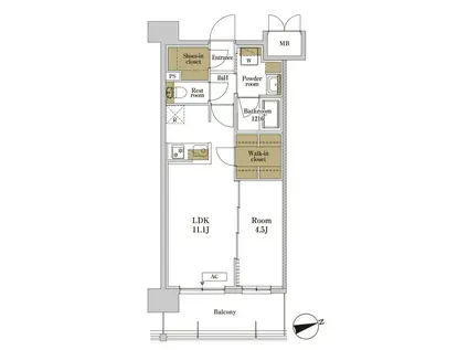 RJRプレシア川口(1LDK/6階)の間取り写真