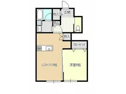 リリー・バーベナ B棟(1LDK/1階)の間取り写真