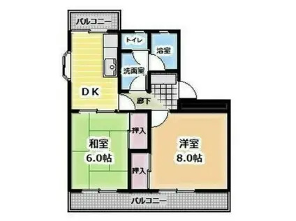 ルミエールI(2DK/3階)の間取り写真