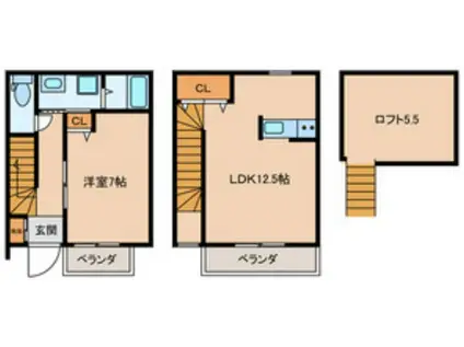 ファセット古ヶ崎C(1LDK/1階)の間取り写真