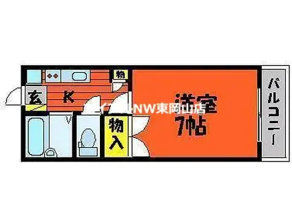 メゾンフェスタ浜(1K/2階)の間取り写真