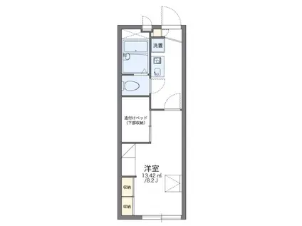 SQUAREII(1K/1階)の間取り写真