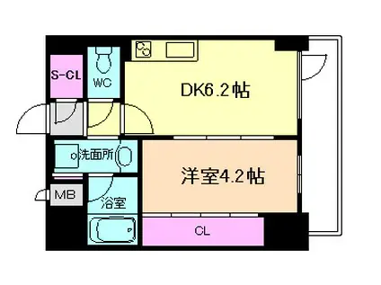 エステムコート大阪福島IIレイヤー(1DK/8階)の間取り写真