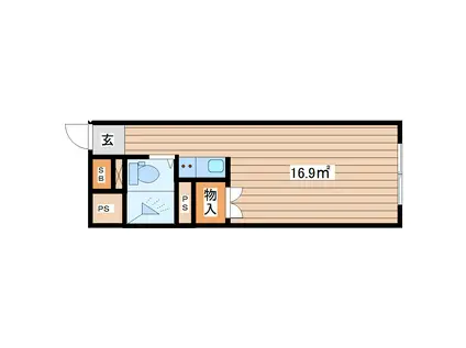 ピースフル宮城野(ワンルーム/4階)の間取り写真