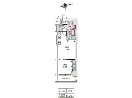 スプランディッド上本町ウエストII(1LDK/2階)の間取り写真