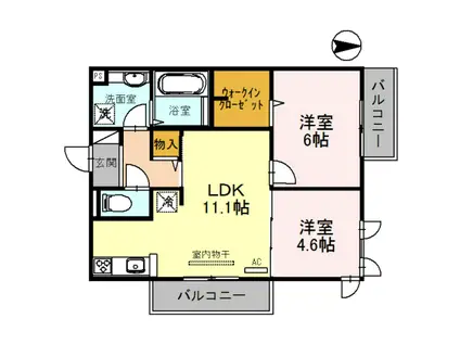 レオガーデン(2LDK/1階)の間取り写真
