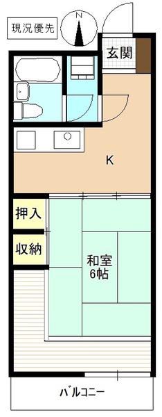 クーフナガノ(1K/7階)の間取り写真